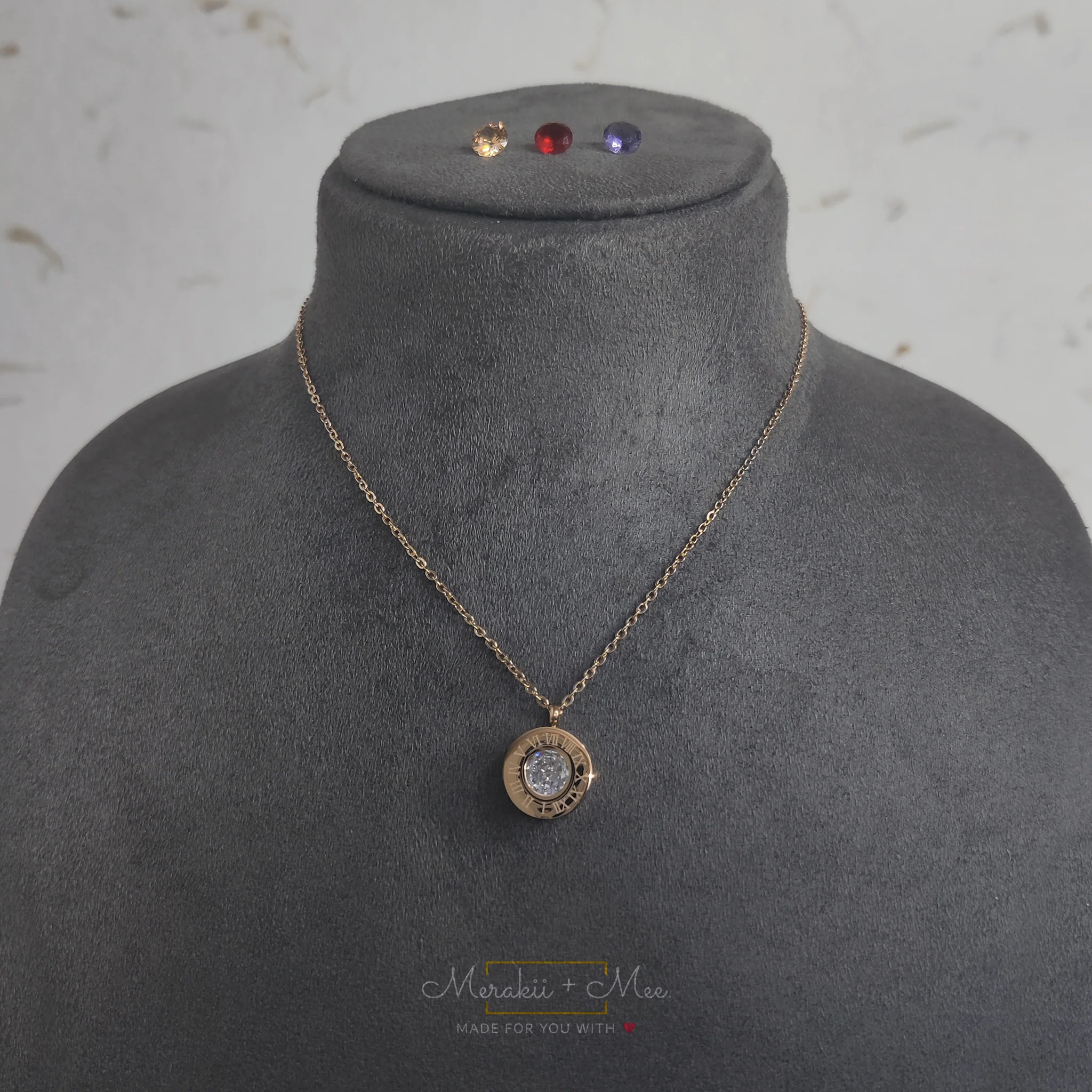Inter-Changeable Diamond Roman Numerical Necklace - Image 3